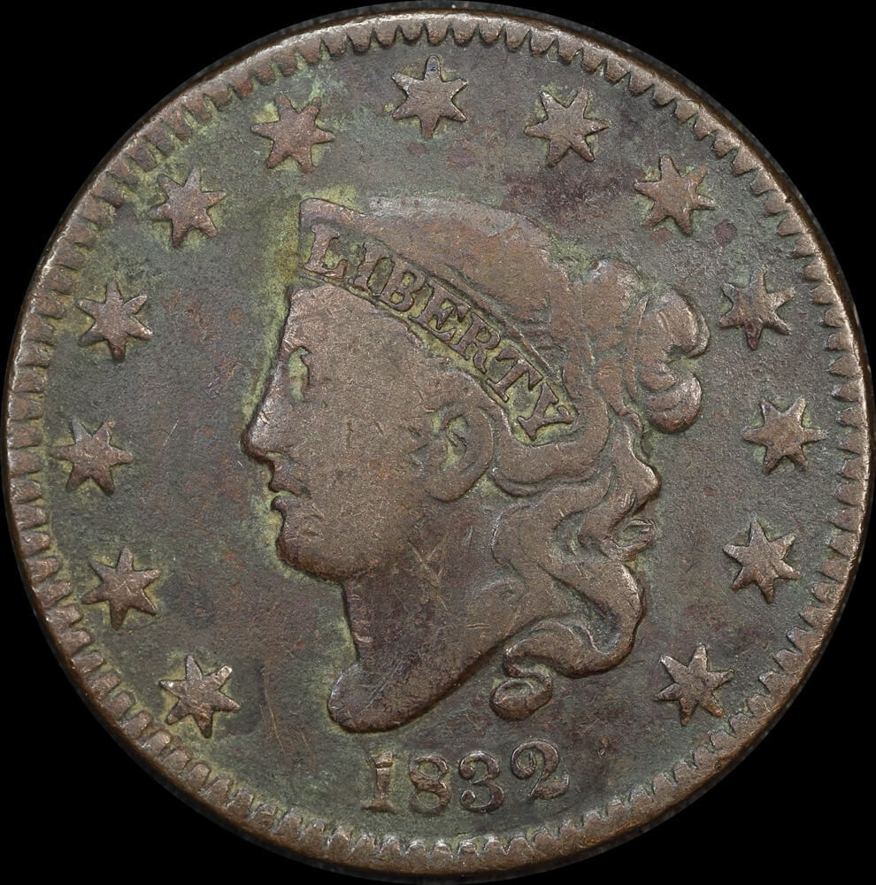 United States 1832 Coronet Head Cent KM# 45 good Fine product image