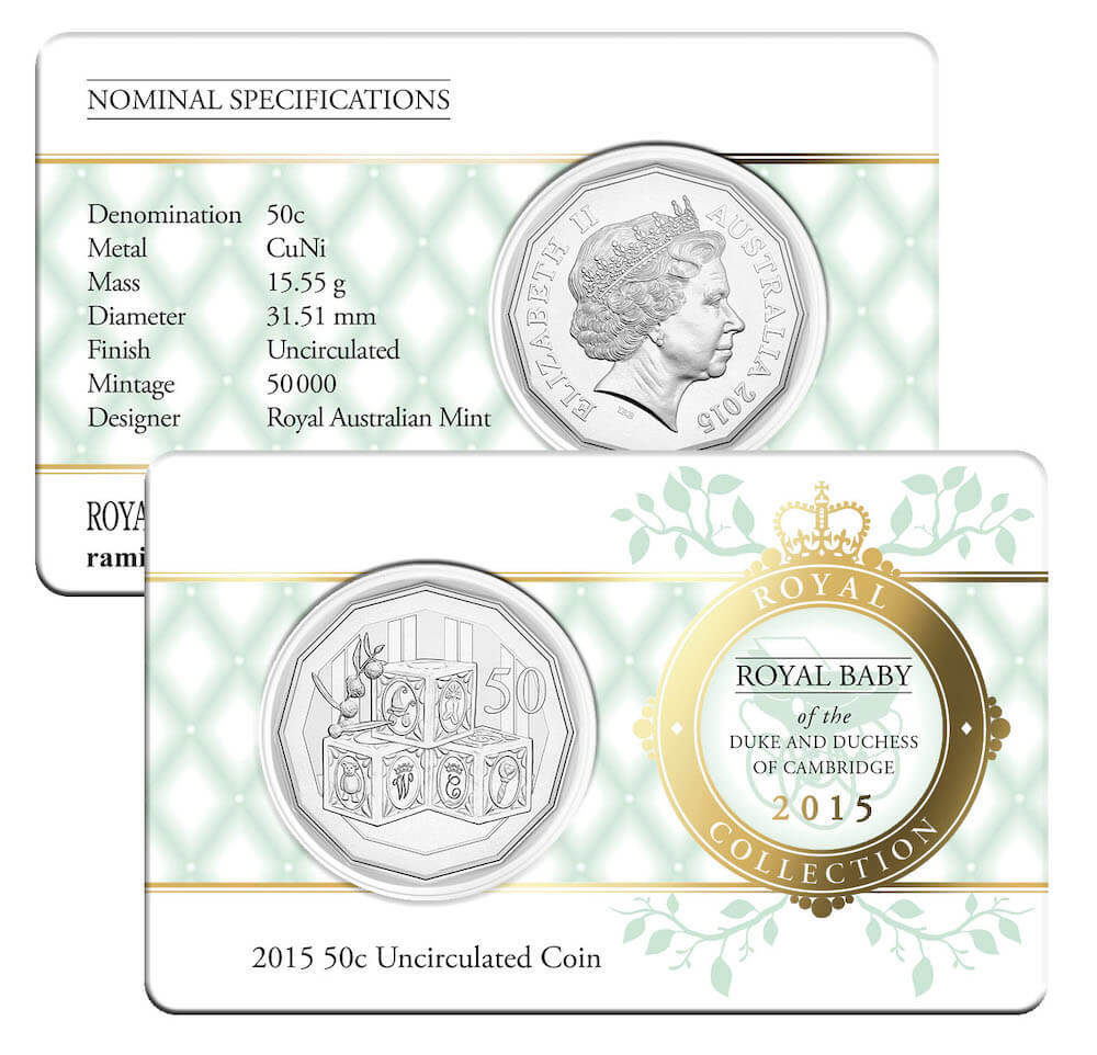 2015 Carded 50 Cent Uncirculated Coin Royal Baby Charlotte product image