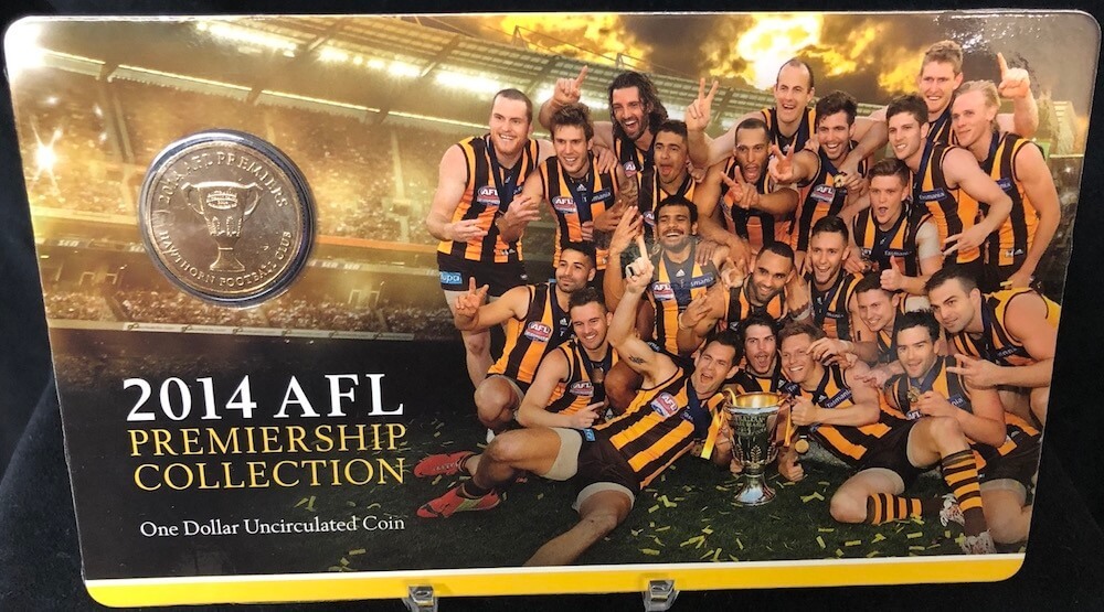 2014 Carded One Dollar Uncirculated Coin AFL Premiership - Hawthorn product image