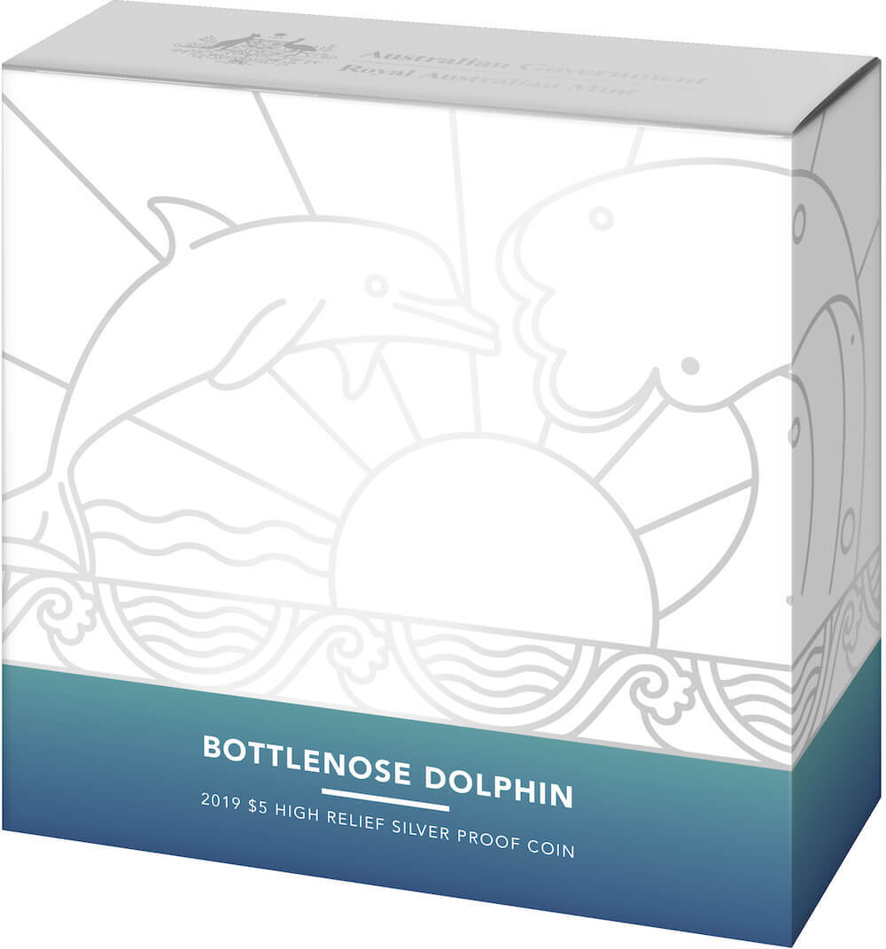 2019 Silver 5 Dollar High Relief Proof Coin Bottlenose Dolphin product image