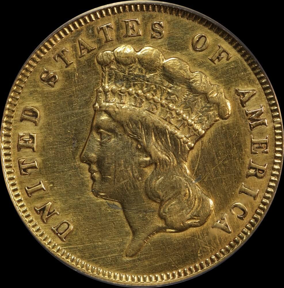 United States 1874 Gold 3 Dollars KM#84 ANACS AU50 Details product image