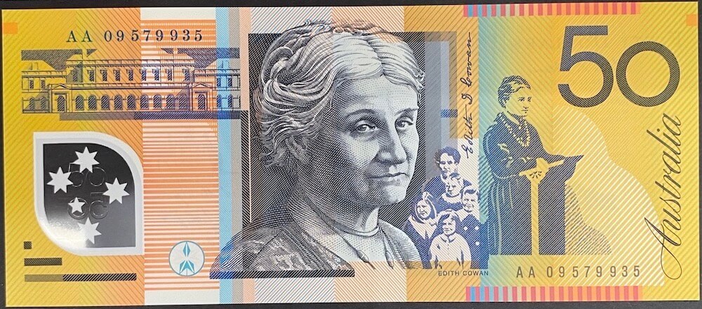 2009 $50 Note Stevens/Henry AA09 First Prefix R521cF Uncirculated product image