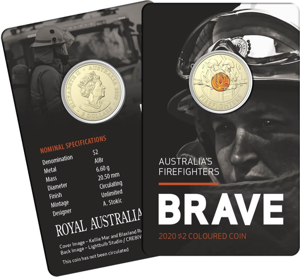 2018 Carded 2 Dollar Unc Coin Australia's Firefighters - Brave product image