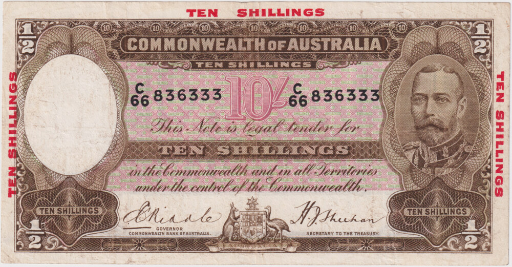 1934 R10 Ten Shilling Riddle/Sheehan good Fine product image