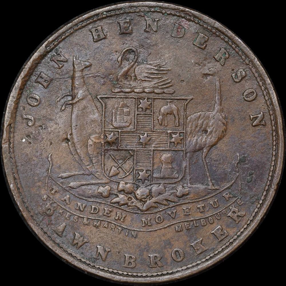 1878 John Henderson Copper One Penny Token A# 223 about VF product image