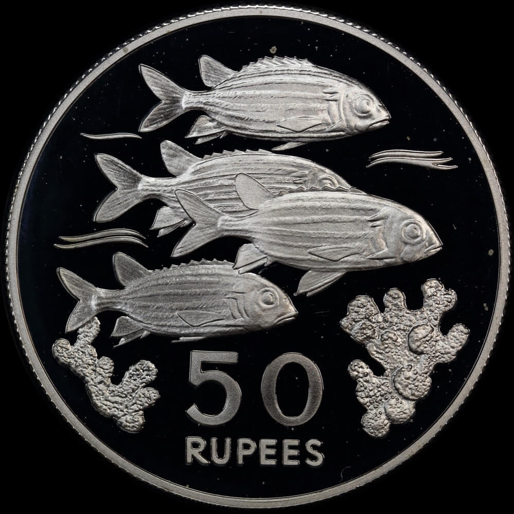 Seychelles 1978 Silver Proof 50 Rupees - fish KM# 39  product image
