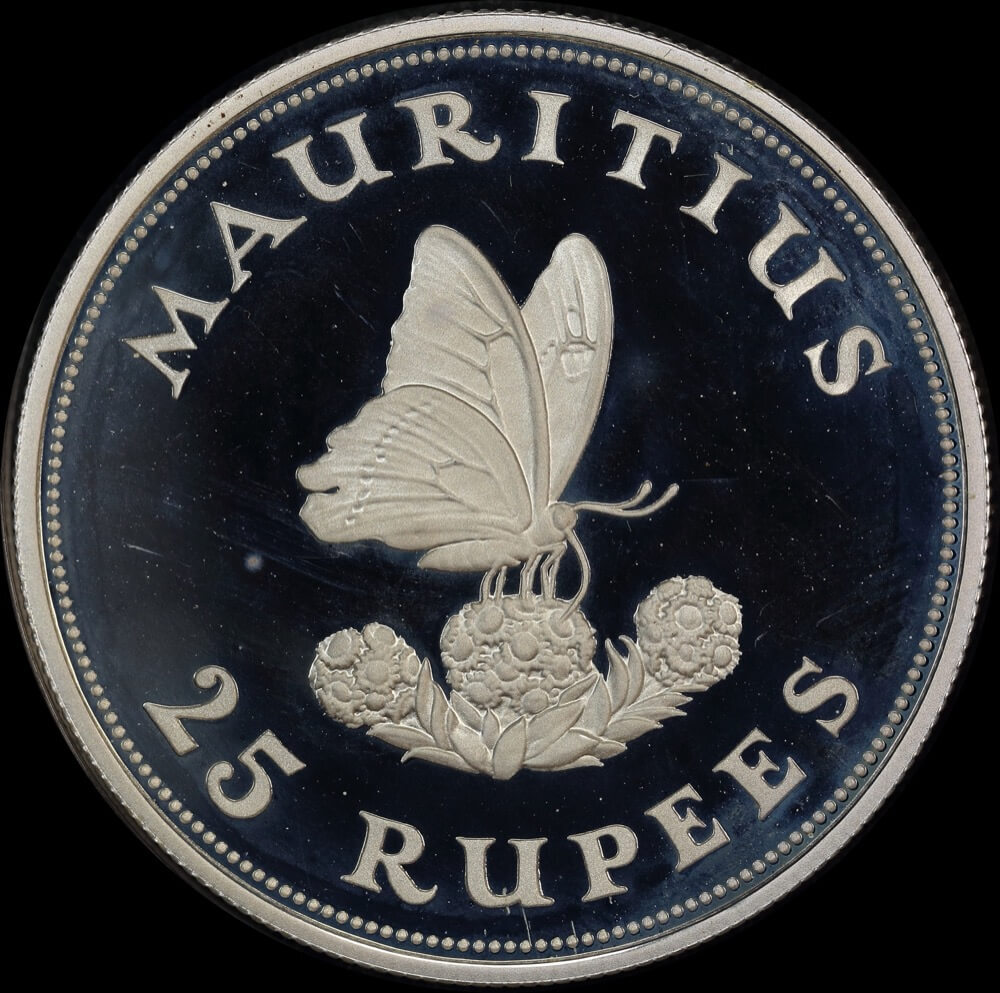 Mauritius 1975 Silver Proof 25 Rupees - Butterfly KM# 40a  product image