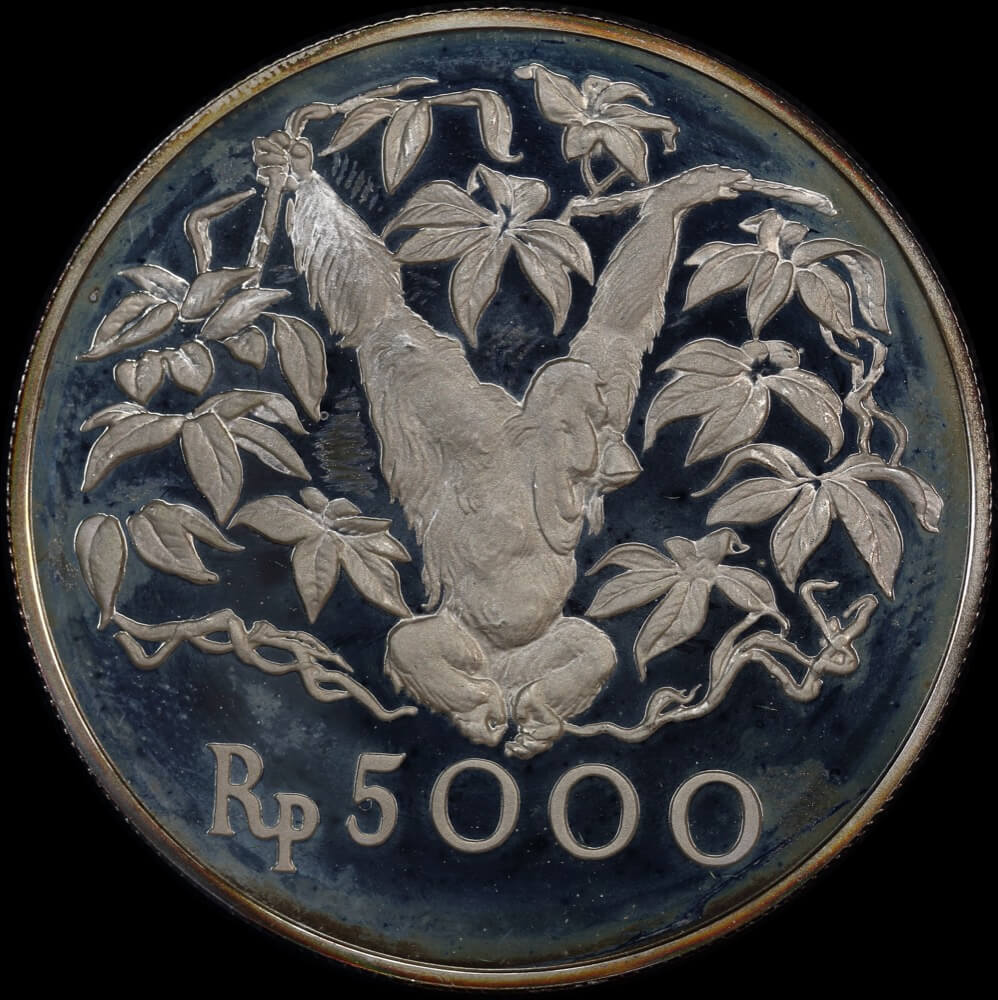 Indonesia 1974 Silver Proof 5,000 Rupiah - Orangutan KM# 40a  product image