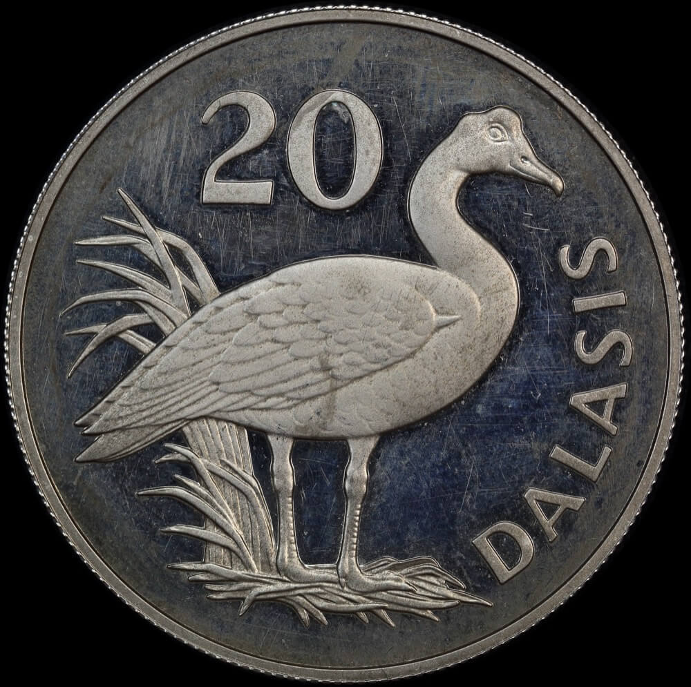 Gambia 1977 Silver Proof 20 Dalasis - Goose KM# 17  product image