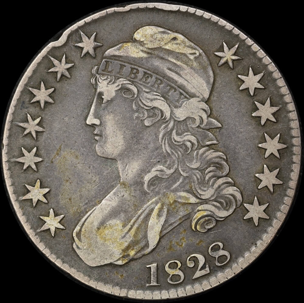 United States 1828 Silver Capped Bust Half Dollar KM# 37 good VF product image