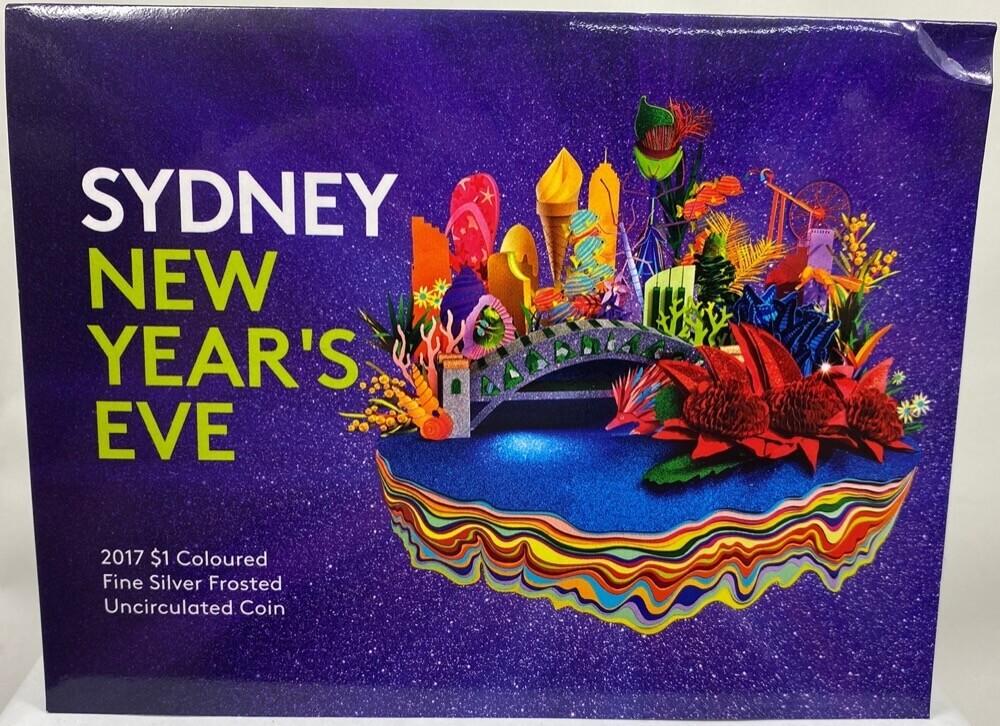 2017 $1 Coloured Silver Frosted Uncirculated Coin New Year's Eve product image