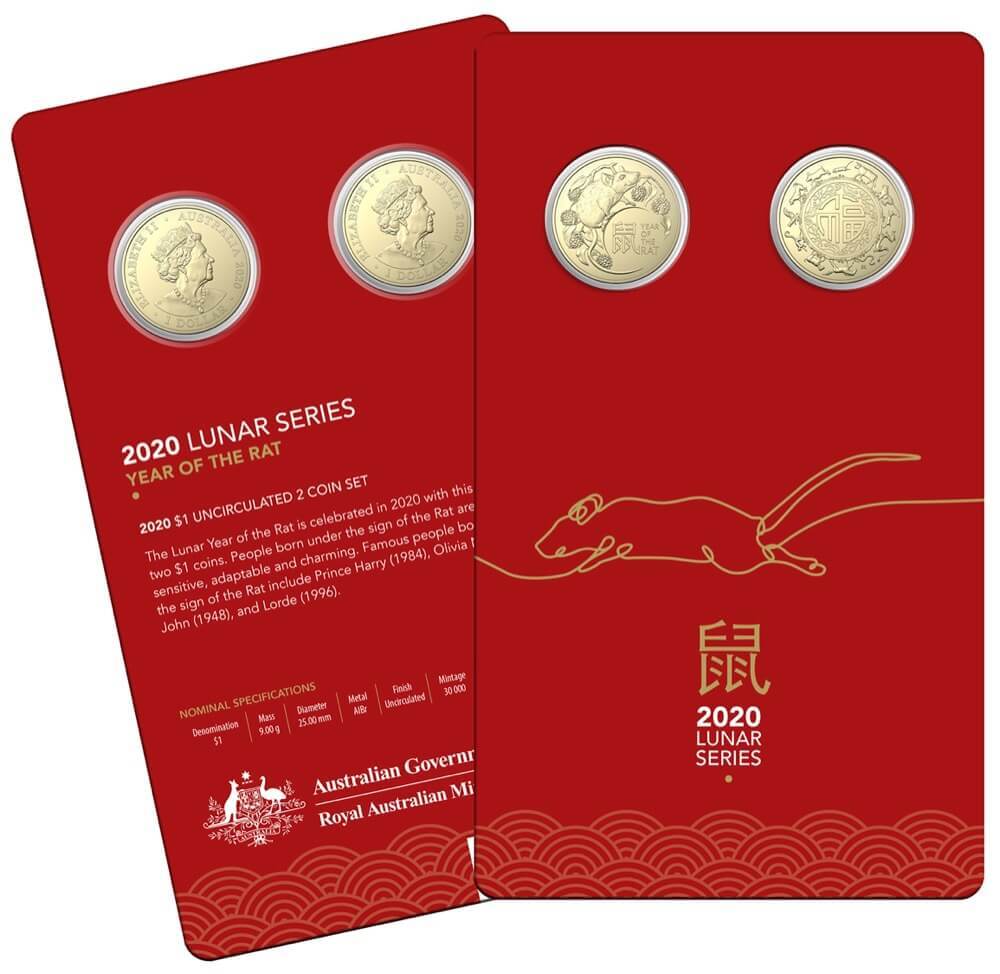 2020 $1 Uncirculated 2 Coin Set Year of the Rat product image