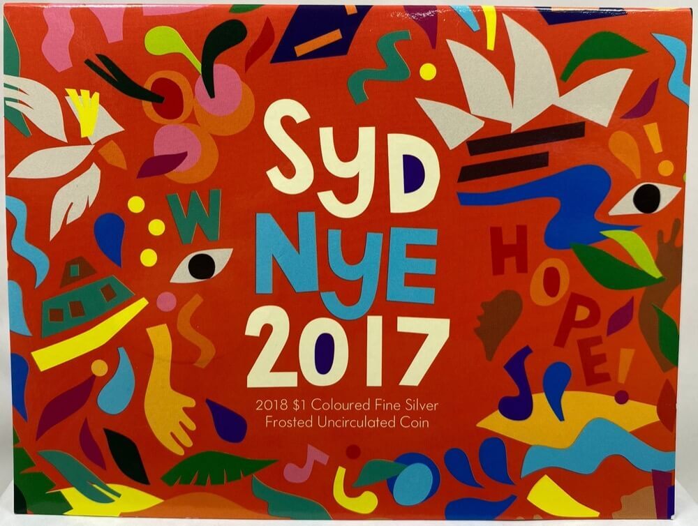 2018 1 Dollar Coloured Silver Frosted Unc Coin New Year's Eve product image
