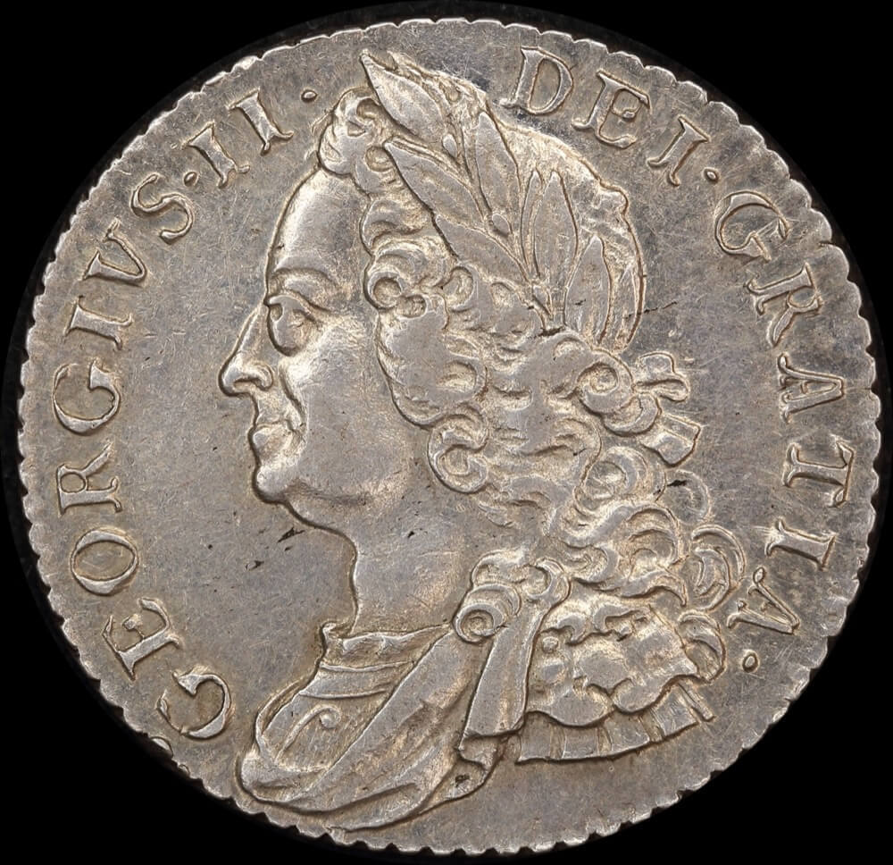 1758 Silver Shilling George II S#3704 good EF product image