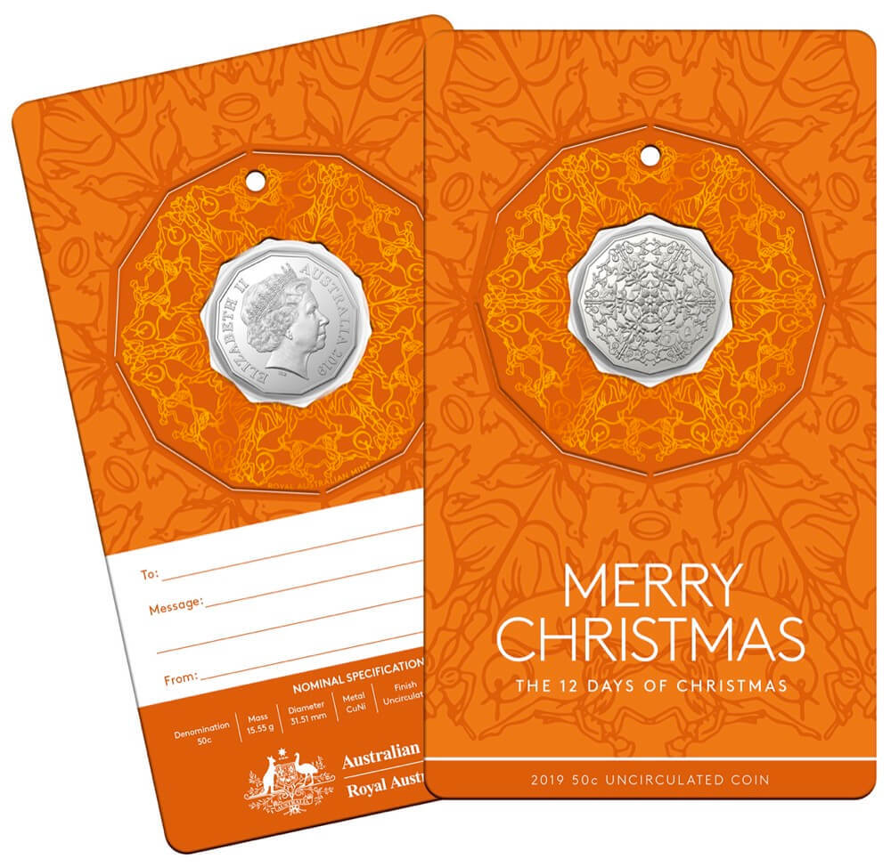2019 50 Cent Unc 5 Coin Set 12 Days of Christmas product image