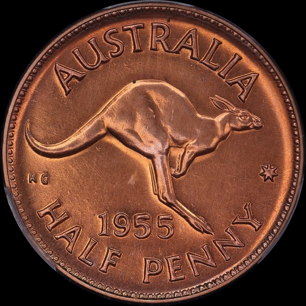 1955 Perth Proof Copper Pair Penny and Halfpenny PCGS 62RD product image