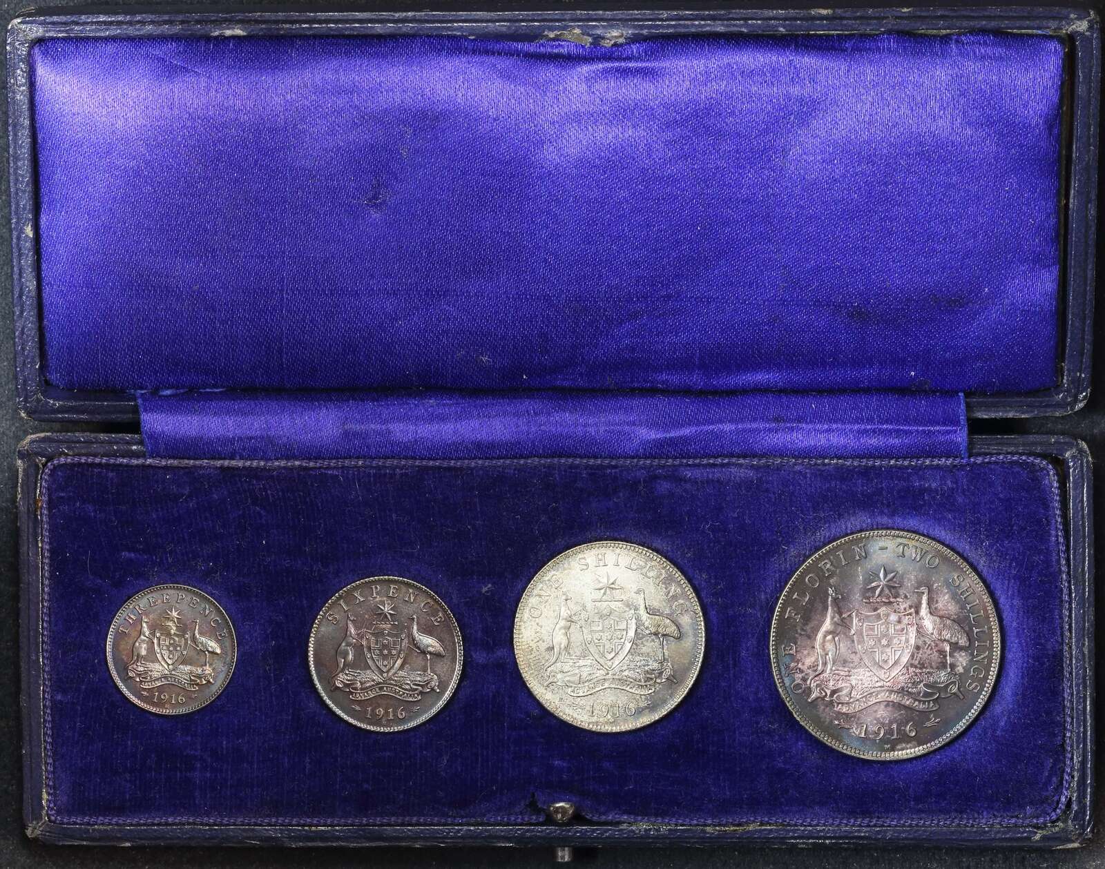 1916 Melbourne Specimen Silver 4 Coin Set in Presentation Case PCGS SP64 ~ SP67+ product image