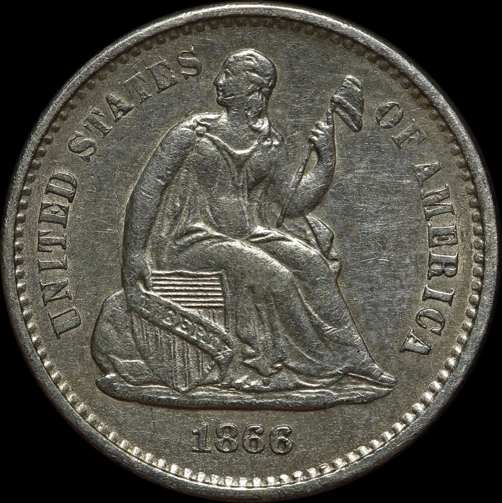 United States 1866-S Silver Half Dime KM# 91 Very Fine product image