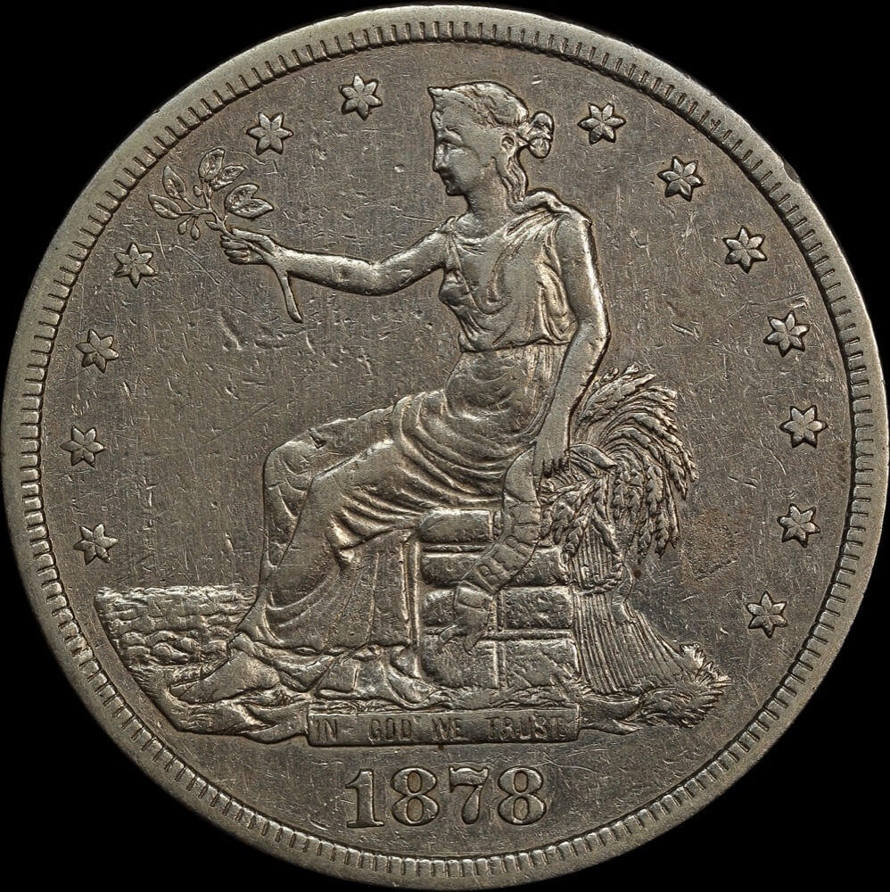 United States 1878-S Silver Trade Dollar KM# 108 good VF product image