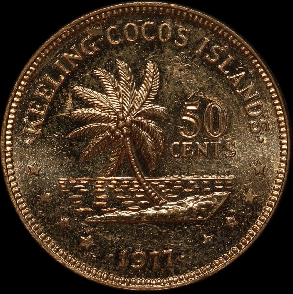 Keeling-Cocos Islands 1977 Copper 50 Cents KM# 4 Choice Uncirculated product image