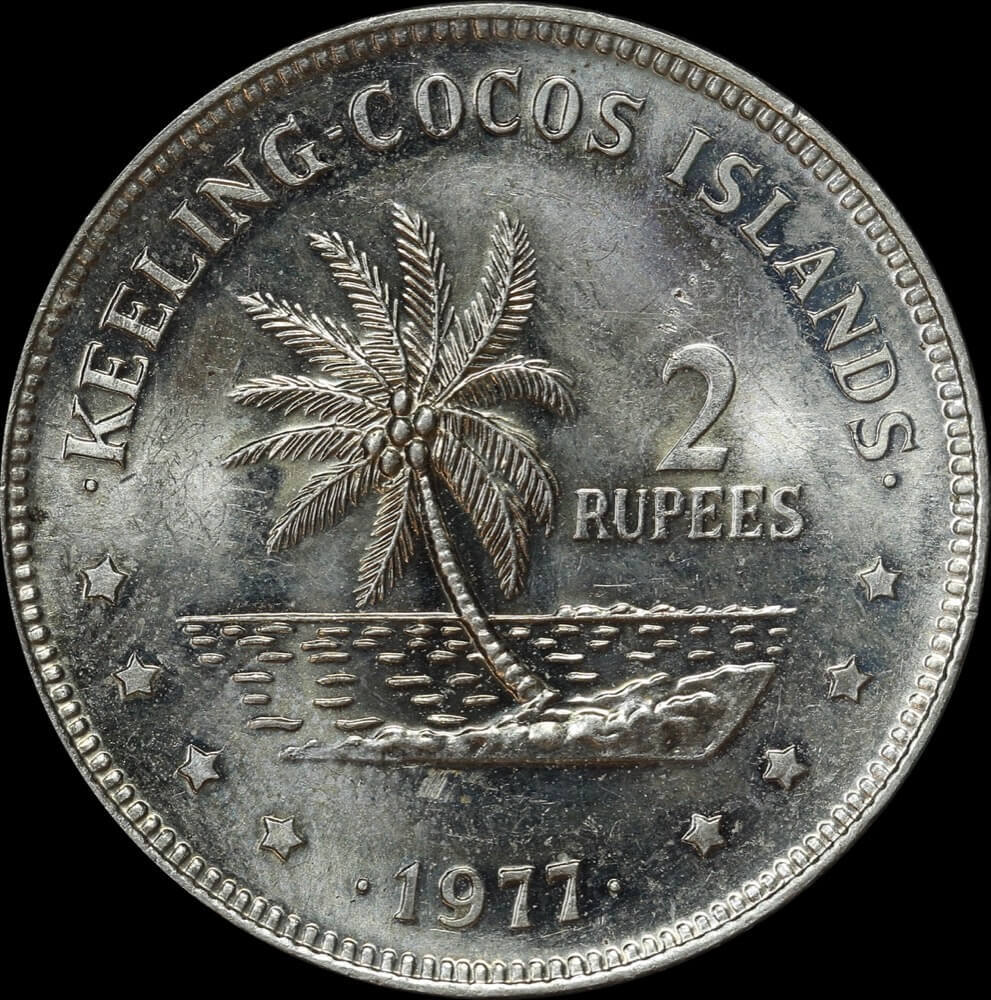 Keeling-Cocos Islands 1977 Copper-Nickel 2 Rupee KM# 6 Choice Uncirculated product image