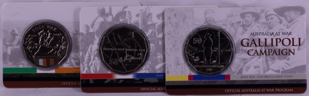 2014-2016 Carded 50c 18 Coin Set Australia at War - Coins Only  product image