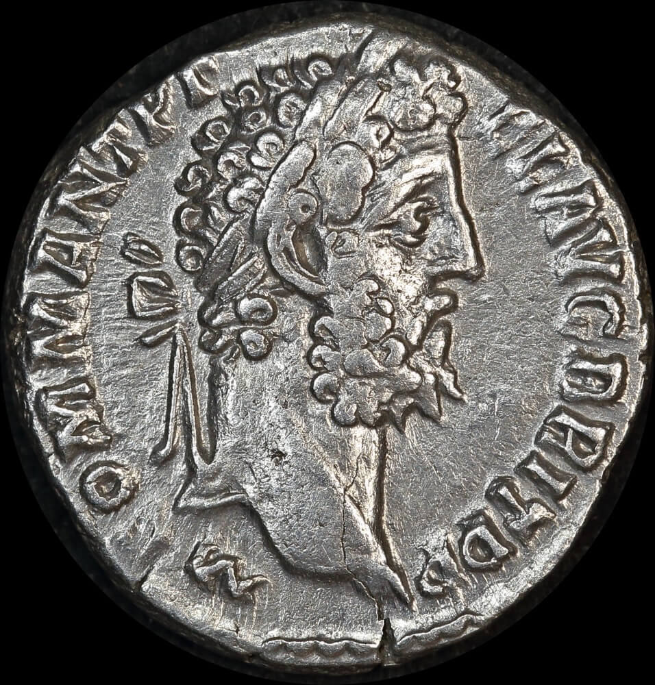 Ancient Rome (Imperial) 177 ~ 192 AD Commodus Silver Denarius Emperor seated RIC 212 good VF product image