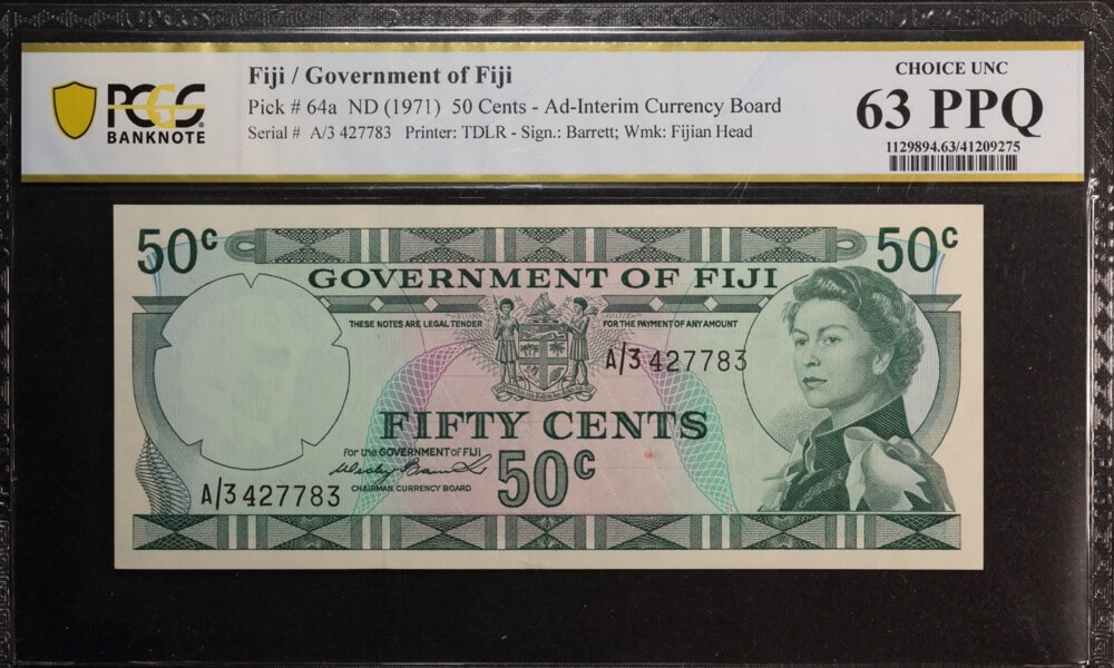 Fiji 1971 50 Cents P# 64a PCGS Choice UNC 63 PPQ product image