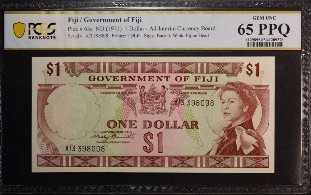 Fiji 1971 1 Dollar P# 65a PCGS Gem UNC 65 PPQ product image