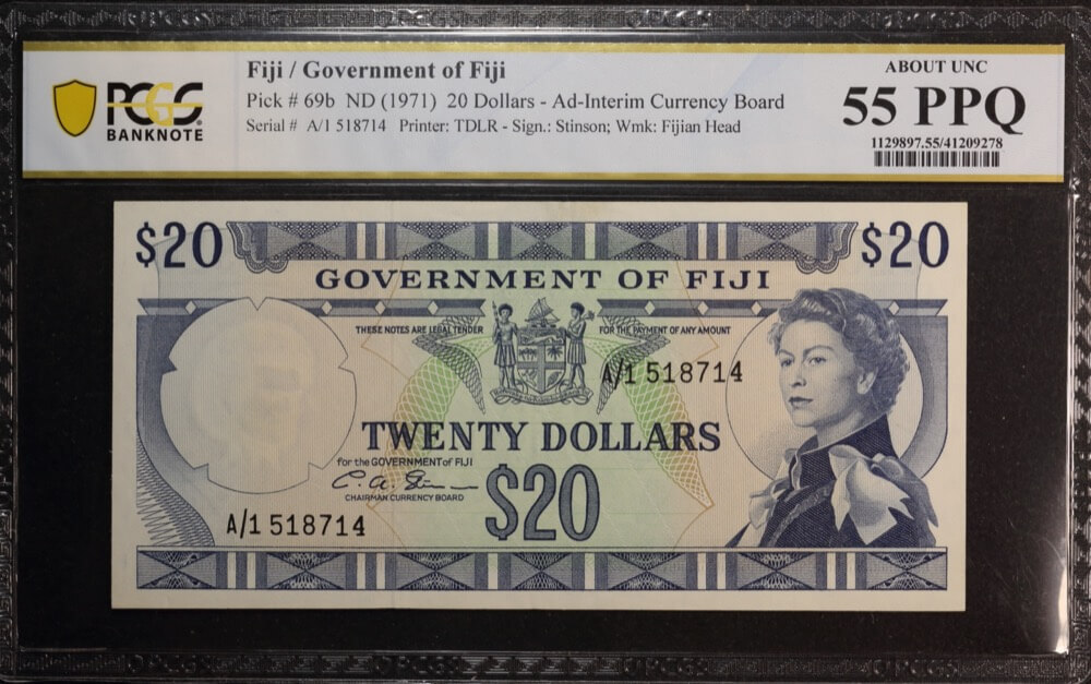 Fiji 1971 20 Dollars P# 69b PCGS About UNC 55 PPQ product image