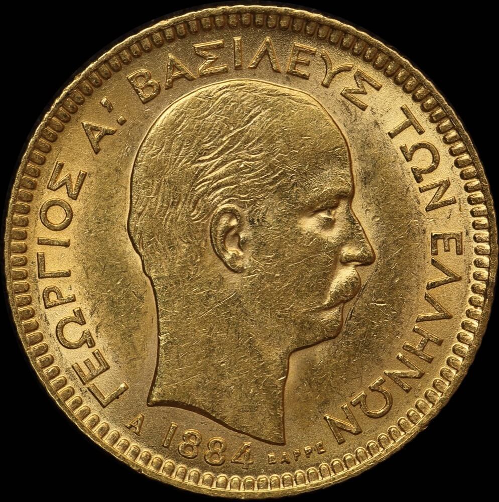 Greece 1884 Gold 20 Drachma KM# 56 good EF product image