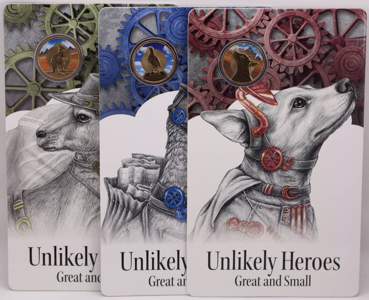 2015 Set of 6 Coloured $1 Coins - Unlikely Heroes product image