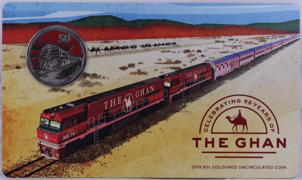2019 Coloured Uncirculated 50c on Card - The Ghan product image