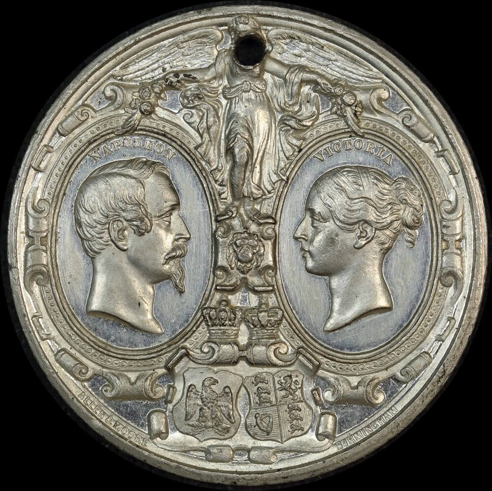 White Metal Medallion 1855 Visit of Napoleon III to England BMC# 3563 good EF product image