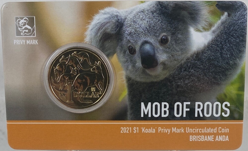 2021 Carded 1 Dollar Coin ANDA Brisbane Money Expo Koala Privy Mark product image