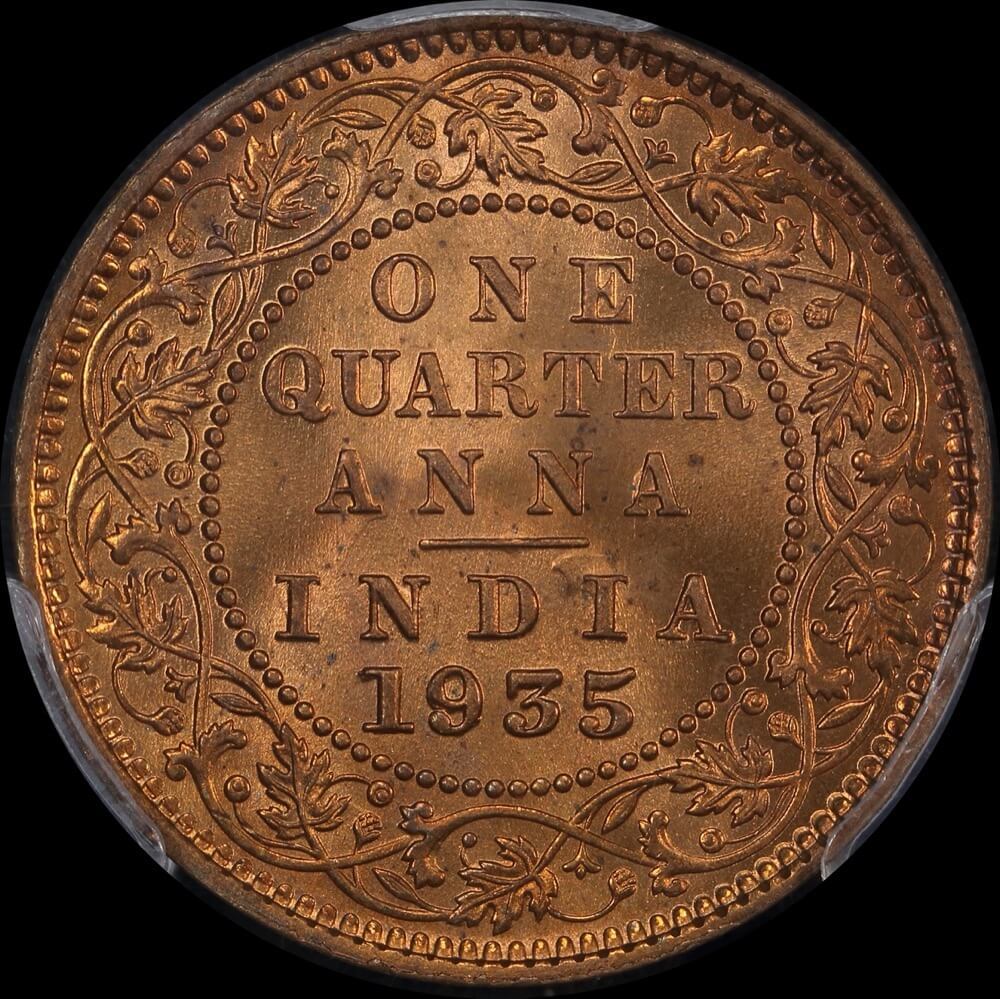 India (British) 1935-C Copper Quarter Anna P# 675 PCGS MS65RD product image