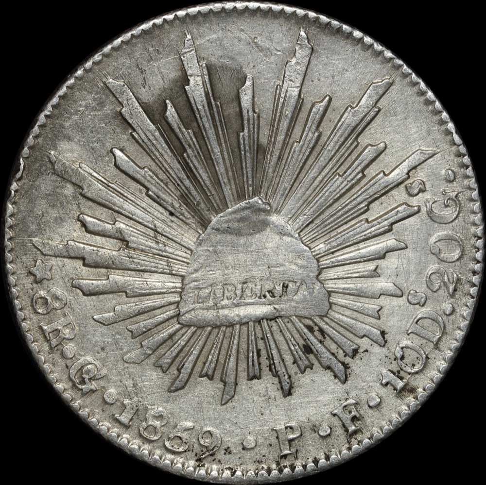 Mexico 1859 Go PF Silver 8 Reales KM#377.08 good VF product image