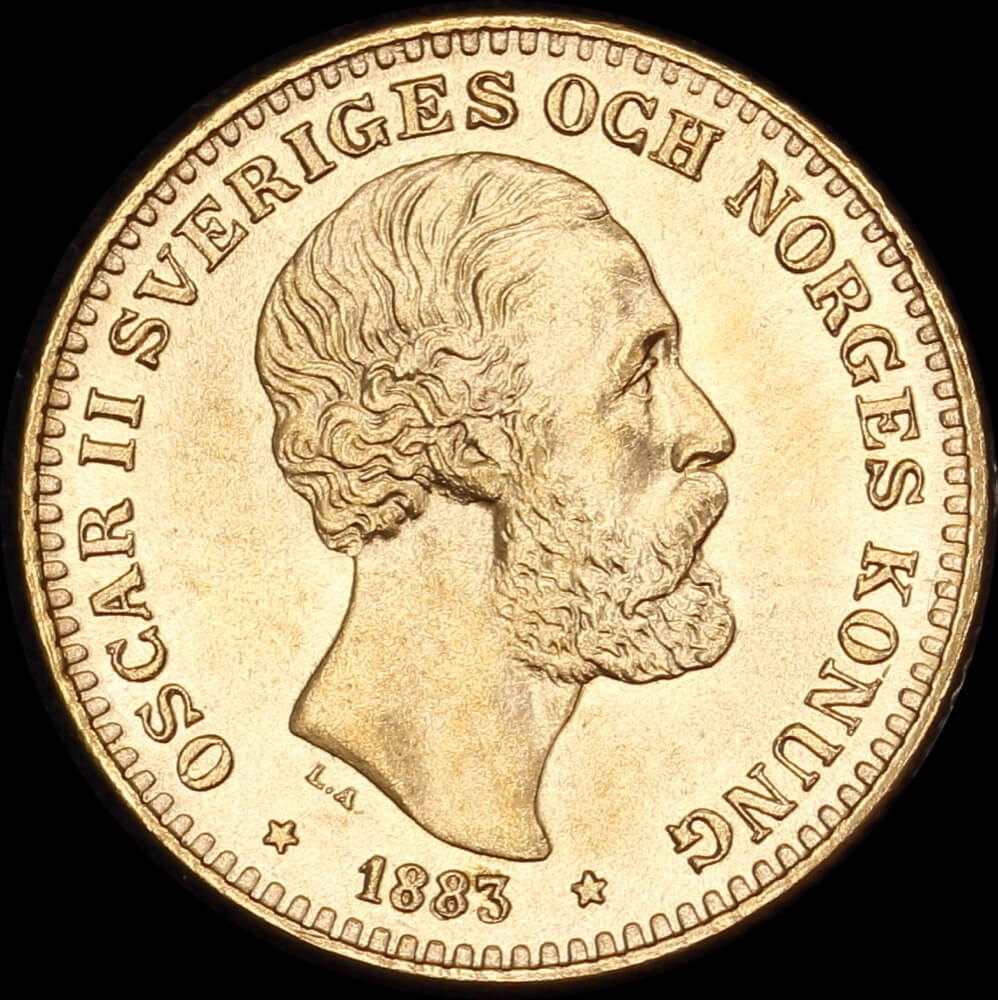 Sweden 1883 Gold 10 Kronor KM# 743 Choice Uncirculated product image