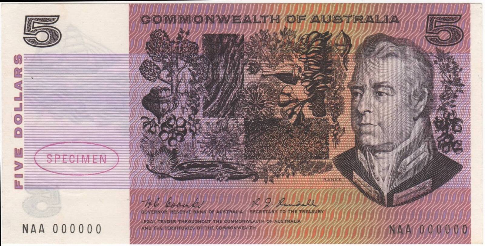 1966 $5 Specimen Note Type 1 Coombs/Wilson Uncirculated product image