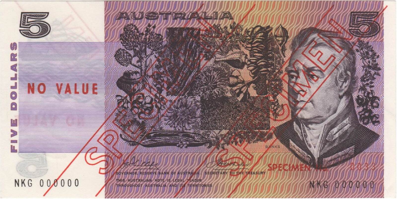 1974 5 Dollar Type 3a Specimen Note Serial #33 Uncirculated product image