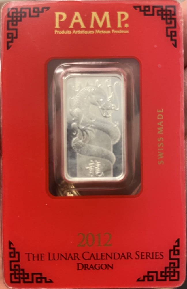 PAMP Silver 10g Ingot 2012 Lunar Calendar Series product image
