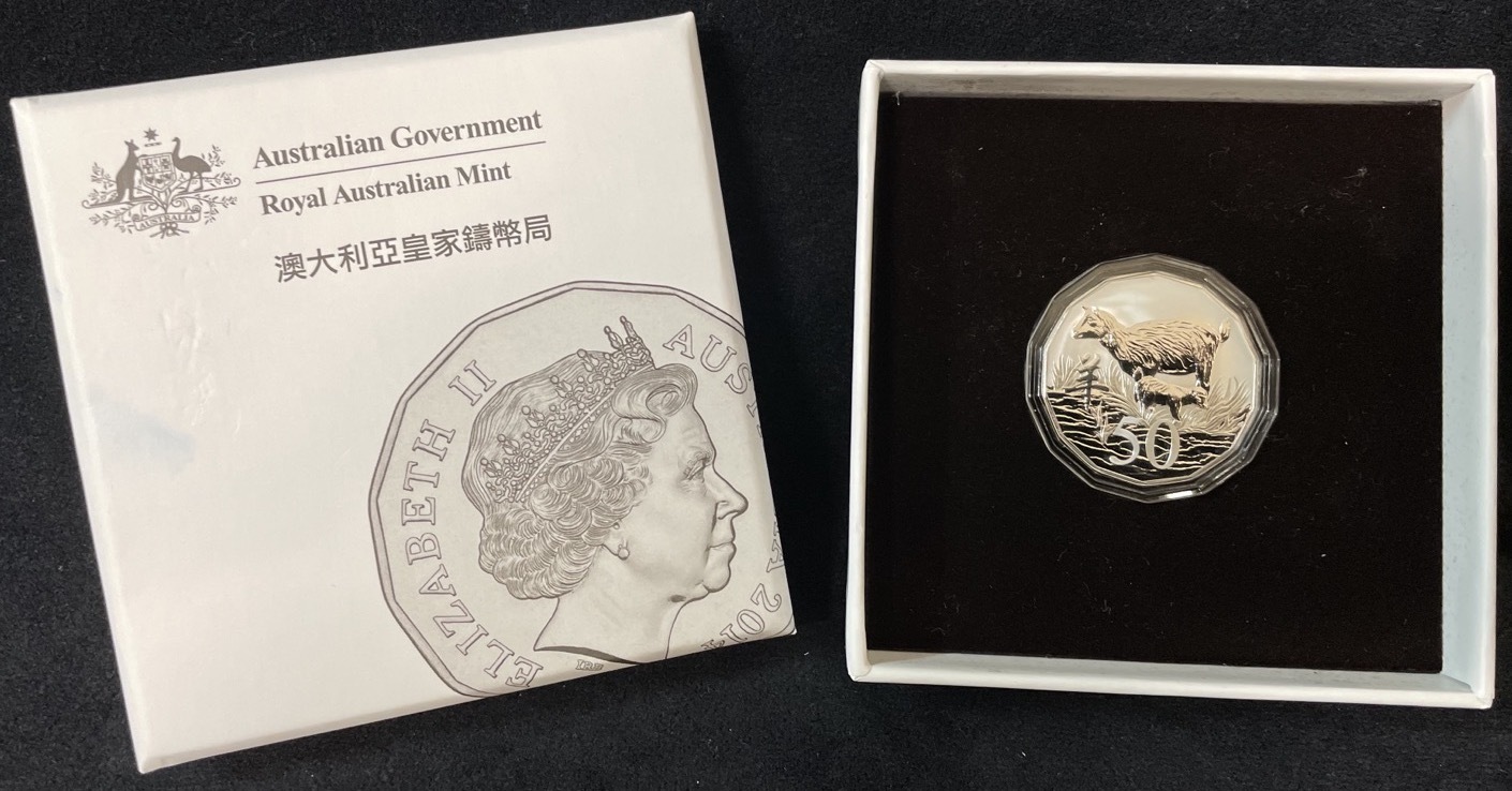 2015 Uncirculated Tetradecagon 50c Unc Coin Lunar - Year of the Goat product image