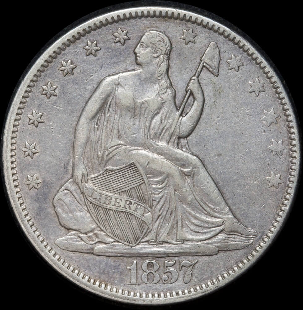 United States 1857 Silver Liberty Seated Half Dollar KM# A68 good VF product image