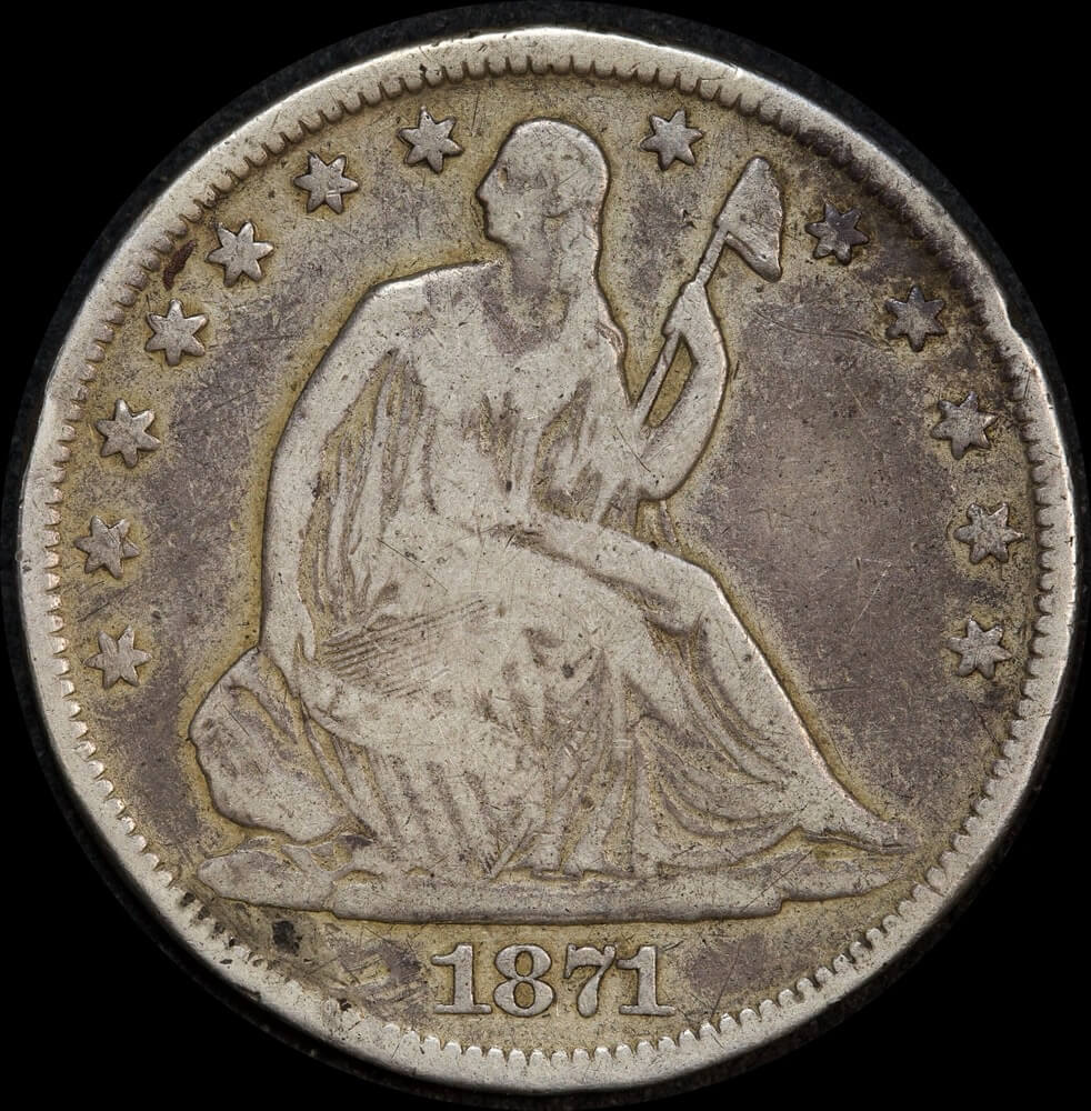 United States 1871-S Silver Liberty Seated Half Dollar KM# A68 about VF product image