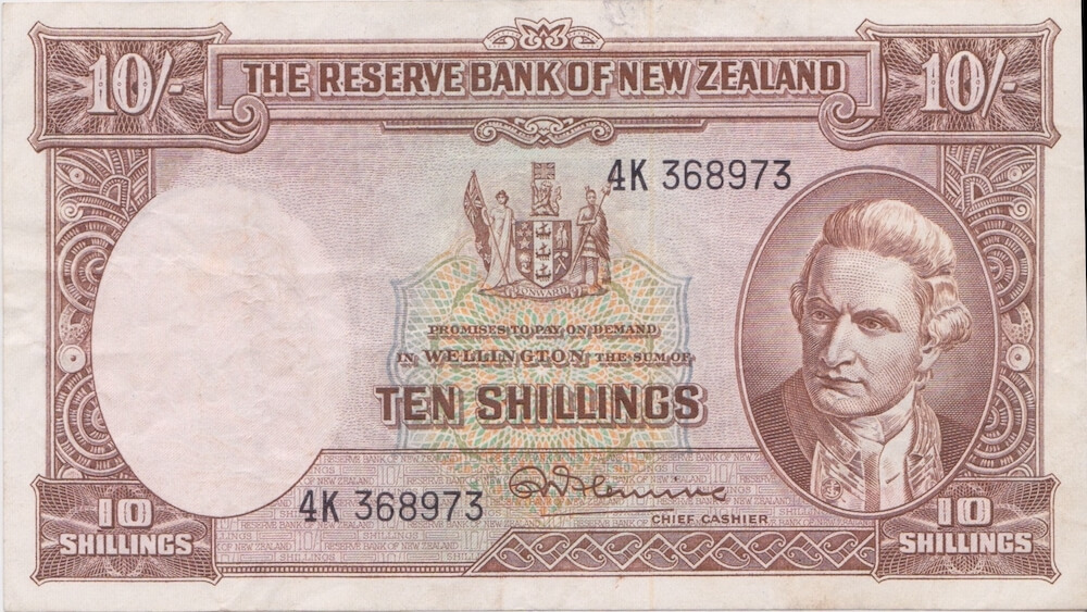 New Zealand 1956 10 Shillings P# 158d good VF product image