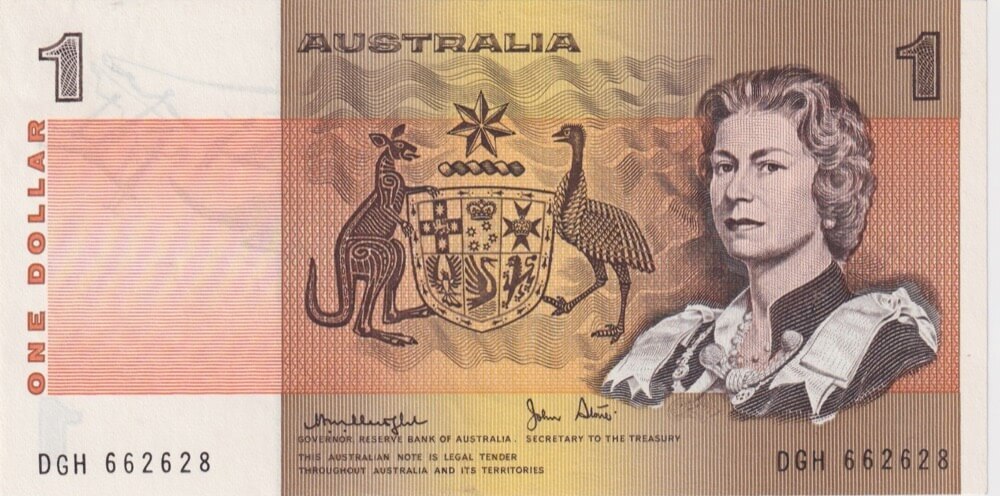 1979 $1 Note Knight/Stone DGH Last Prefix R77L good EF product image