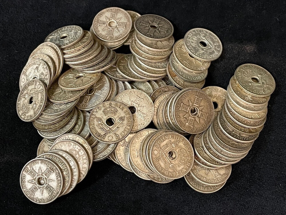 Bulk Lot of 100 New Guinea Silver Shillings (1938 ~ 1945) product image