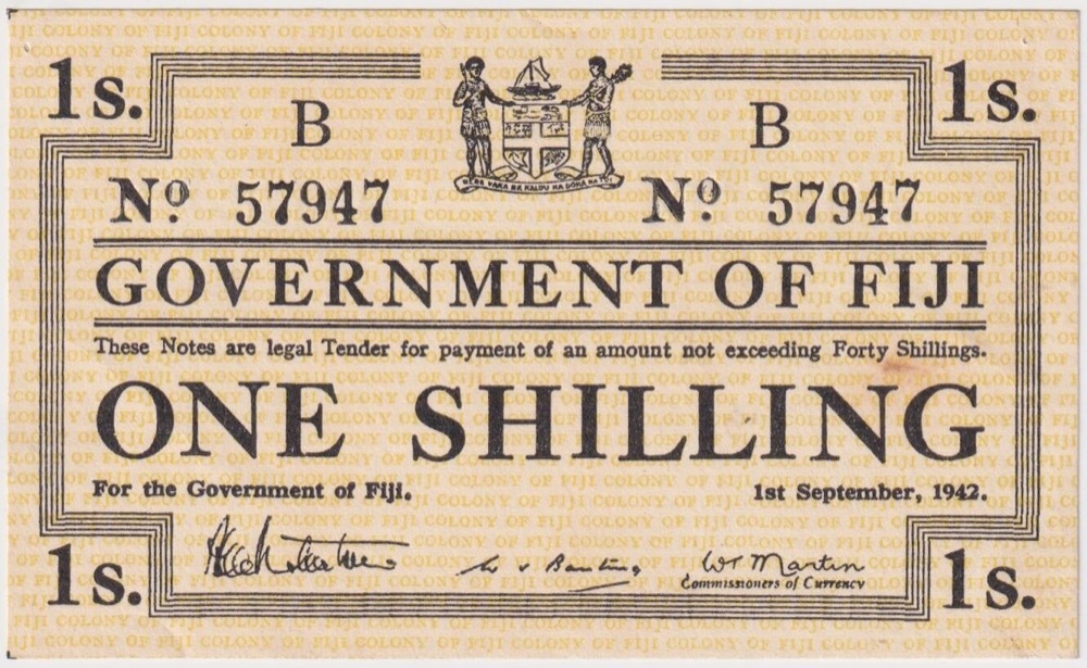 Fiji 1942 One Shilling P# 48a Extremely Fine product image