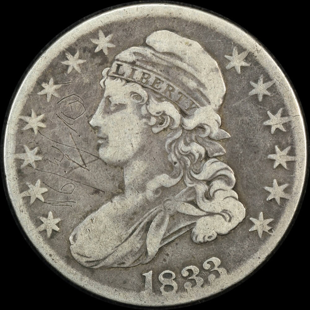 United States 1833 Silver Capped Bust Half Dollar KM# 37 Fine product image
