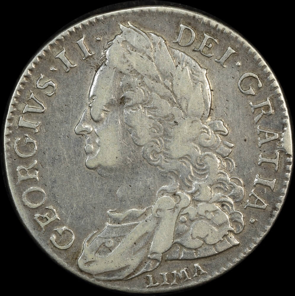 1746 Silver Half Crown George II S#3695a about VF product image